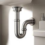 Illustration d’un siphon en inox installé sous un point d’eau, mettant en avant la propreté, la robustesse et la simplicité d’entretien. Visuel adapté pour évoquer la prévention des bouchons et des mauvaises odeurs.